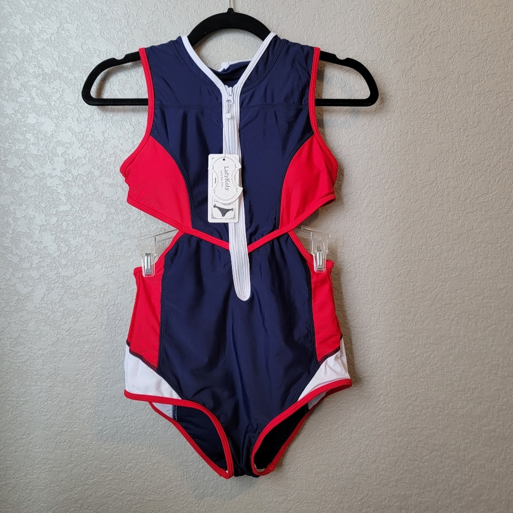 NWT Lafy Koly Red White & Blue One Piece Swim Suit